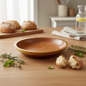 Hand Turned Cherry Wood Bowl with Gold Epoxy Rim
